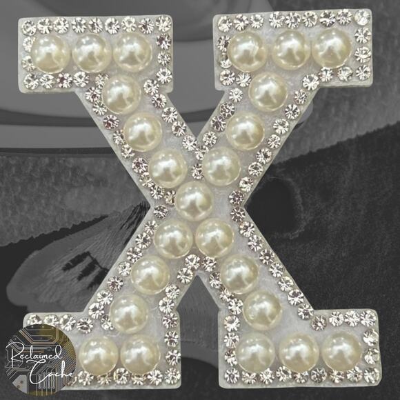 Letter X White Faux Pearl Iron On Patch - Picture 1 of 2